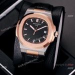 Best Knockoff Patek Philippe Nautilus Leather Watches 2-Tone Rose Gold